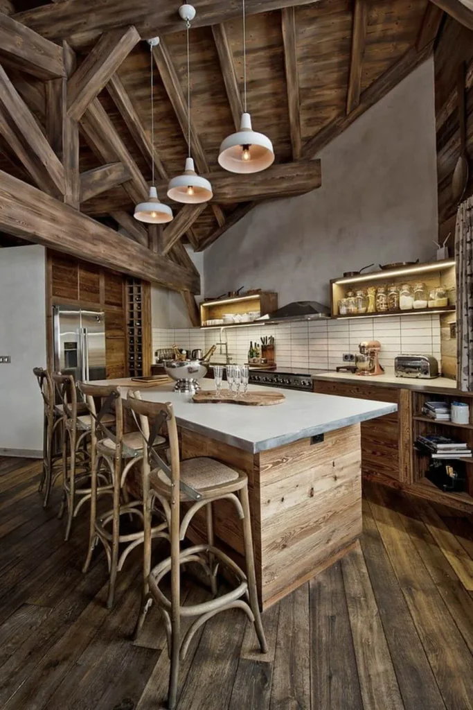 Cozinha rustica com eletros atuais