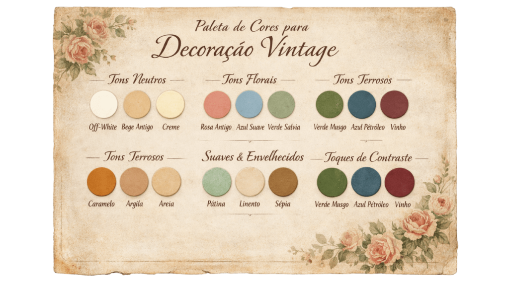 Paleta de cores vintage tons suaves e terrosos
