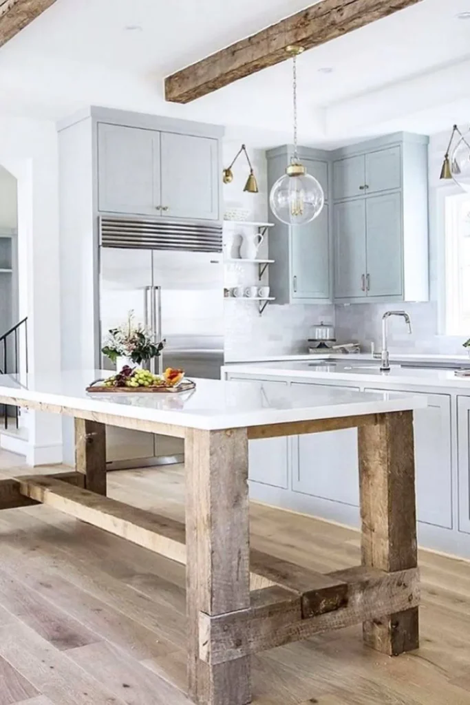 Bancada de madeira rustica cozinha