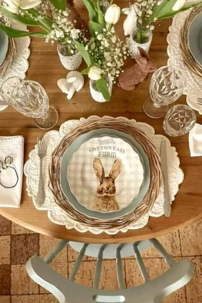 Cerâmica rustica mesa posta pascoa