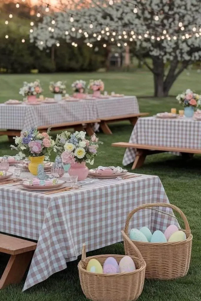 Detalhes rústicos mesa posta pascoa francesa