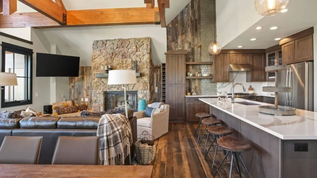 Eletrodomésticos modernos em cozinha rustica