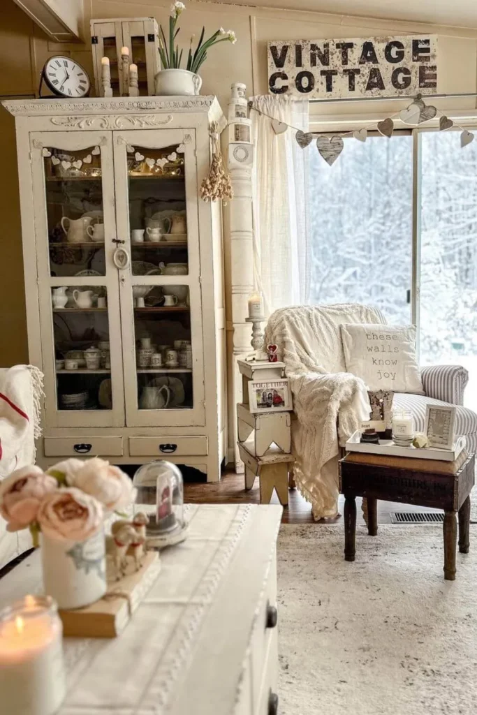 Interior vintage sala com luz natural