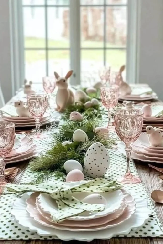 Mesa posta pascoa estilo cottagecore