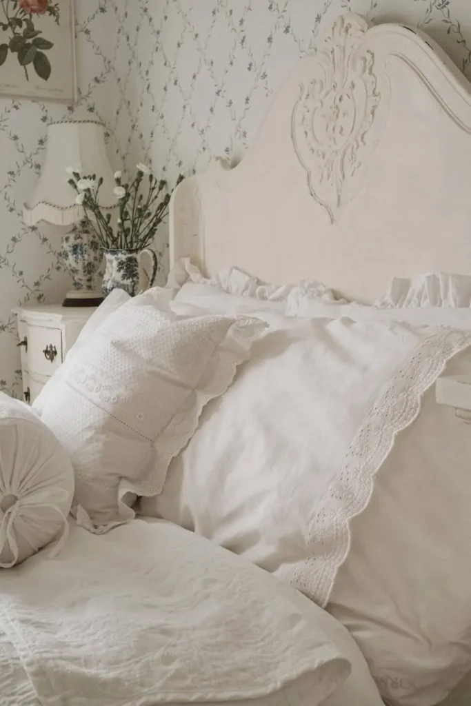 Quarto branco decoração vintage detalhes românticos