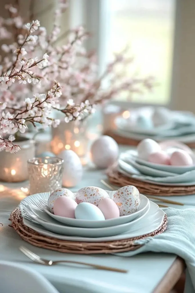Tons pastel mesa posta pascoa francesa