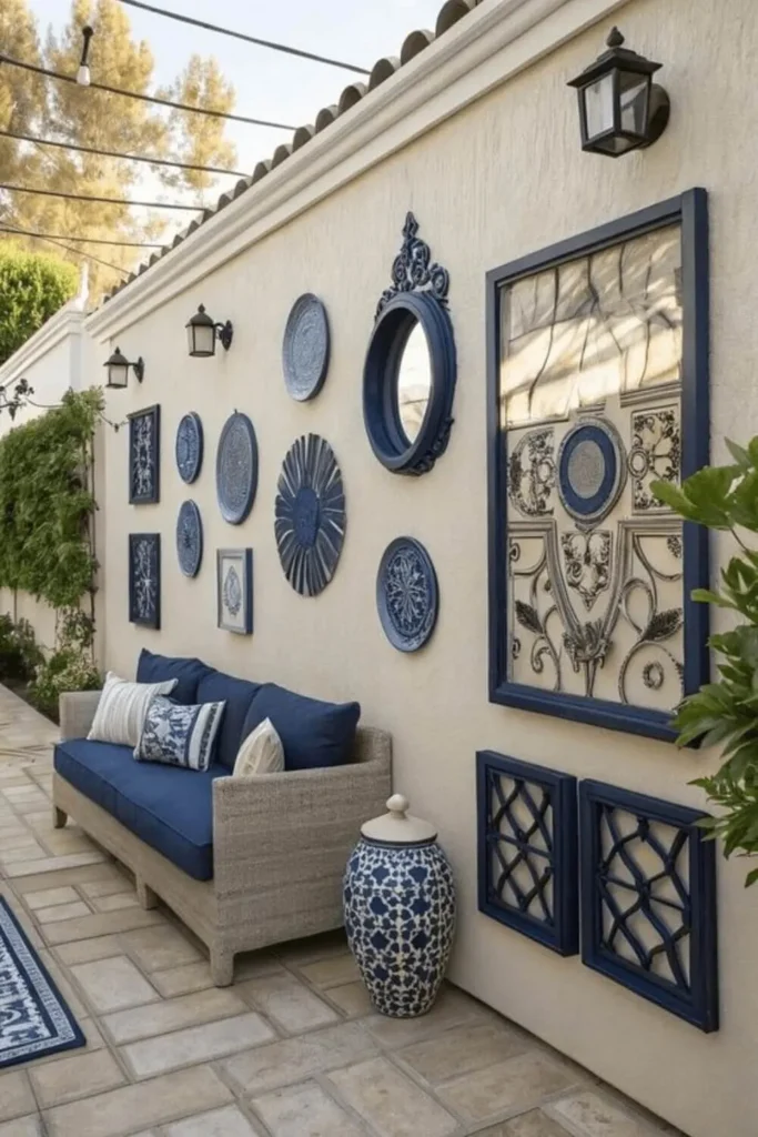 Corredor mediterrâneo quadros cerâmica azul